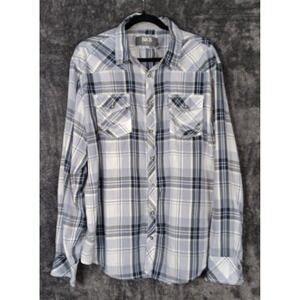 BKE Men's XL Athletic‎ Fit Button Up Long Sleeve Western Shirt Metal Buttons